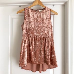 Sleeveless Babydoll Velvet Top Blouse
